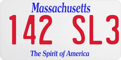 MA license plate 142SL3