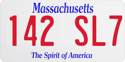 MA license plate 142SL7