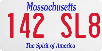 MA license plate 142SL8