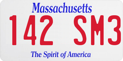MA license plate 142SM3
