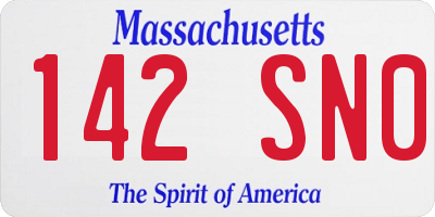 MA license plate 142SN0