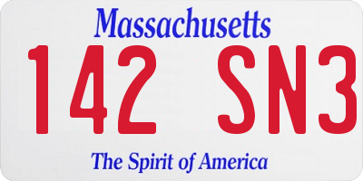 MA license plate 142SN3
