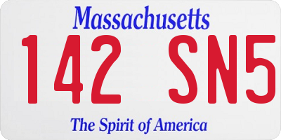 MA license plate 142SN5