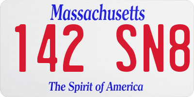MA license plate 142SN8