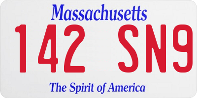 MA license plate 142SN9