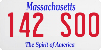 MA license plate 142SO0