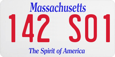MA license plate 142SO1