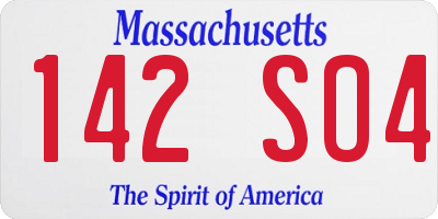MA license plate 142SO4