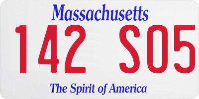 MA license plate 142SO5