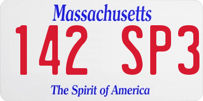 MA license plate 142SP3
