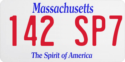 MA license plate 142SP7
