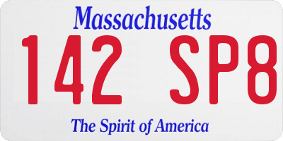 MA license plate 142SP8