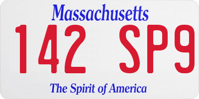 MA license plate 142SP9