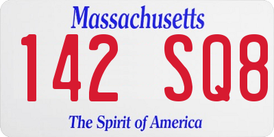 MA license plate 142SQ8