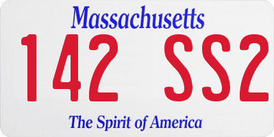 MA license plate 142SS2