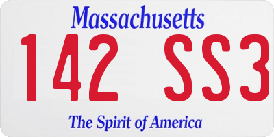 MA license plate 142SS3