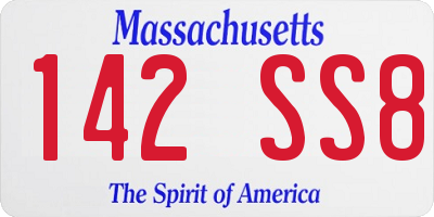 MA license plate 142SS8