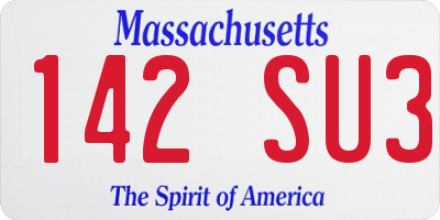 MA license plate 142SU3