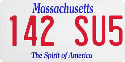MA license plate 142SU5