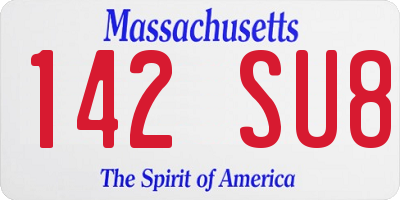 MA license plate 142SU8