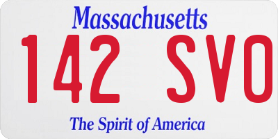 MA license plate 142SV0