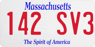 MA license plate 142SV3