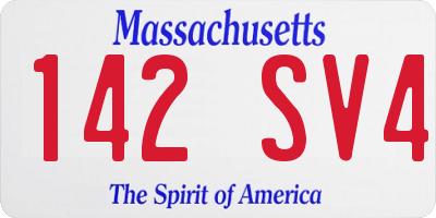 MA license plate 142SV4