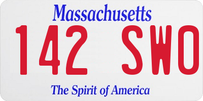 MA license plate 142SW0