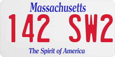 MA license plate 142SW2