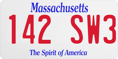 MA license plate 142SW3