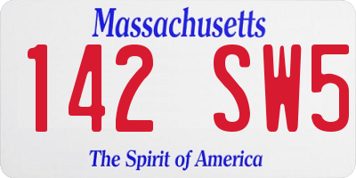 MA license plate 142SW5