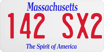 MA license plate 142SX2