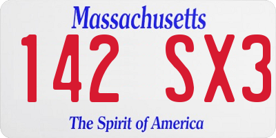 MA license plate 142SX3