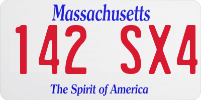 MA license plate 142SX4