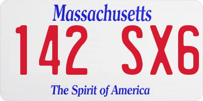 MA license plate 142SX6