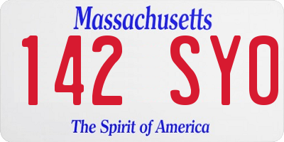 MA license plate 142SY0