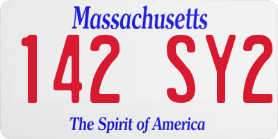 MA license plate 142SY2