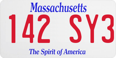 MA license plate 142SY3