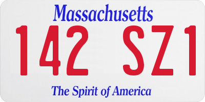 MA license plate 142SZ1
