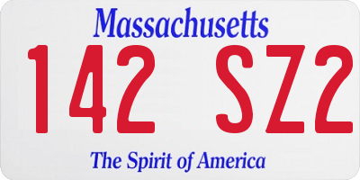 MA license plate 142SZ2