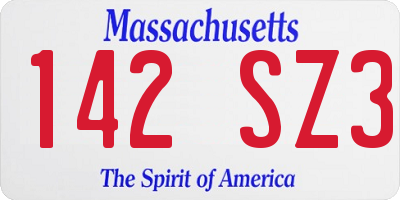 MA license plate 142SZ3