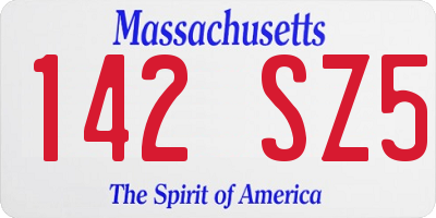 MA license plate 142SZ5