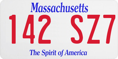 MA license plate 142SZ7