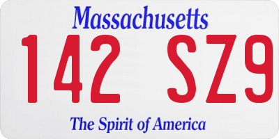 MA license plate 142SZ9
