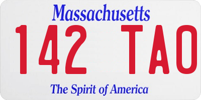 MA license plate 142TA0