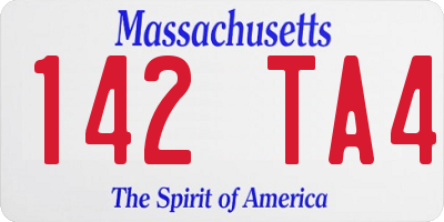 MA license plate 142TA4