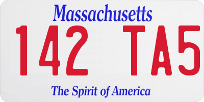 MA license plate 142TA5
