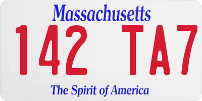 MA license plate 142TA7