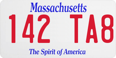 MA license plate 142TA8