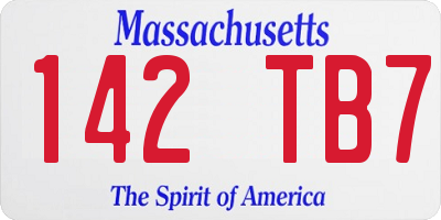 MA license plate 142TB7